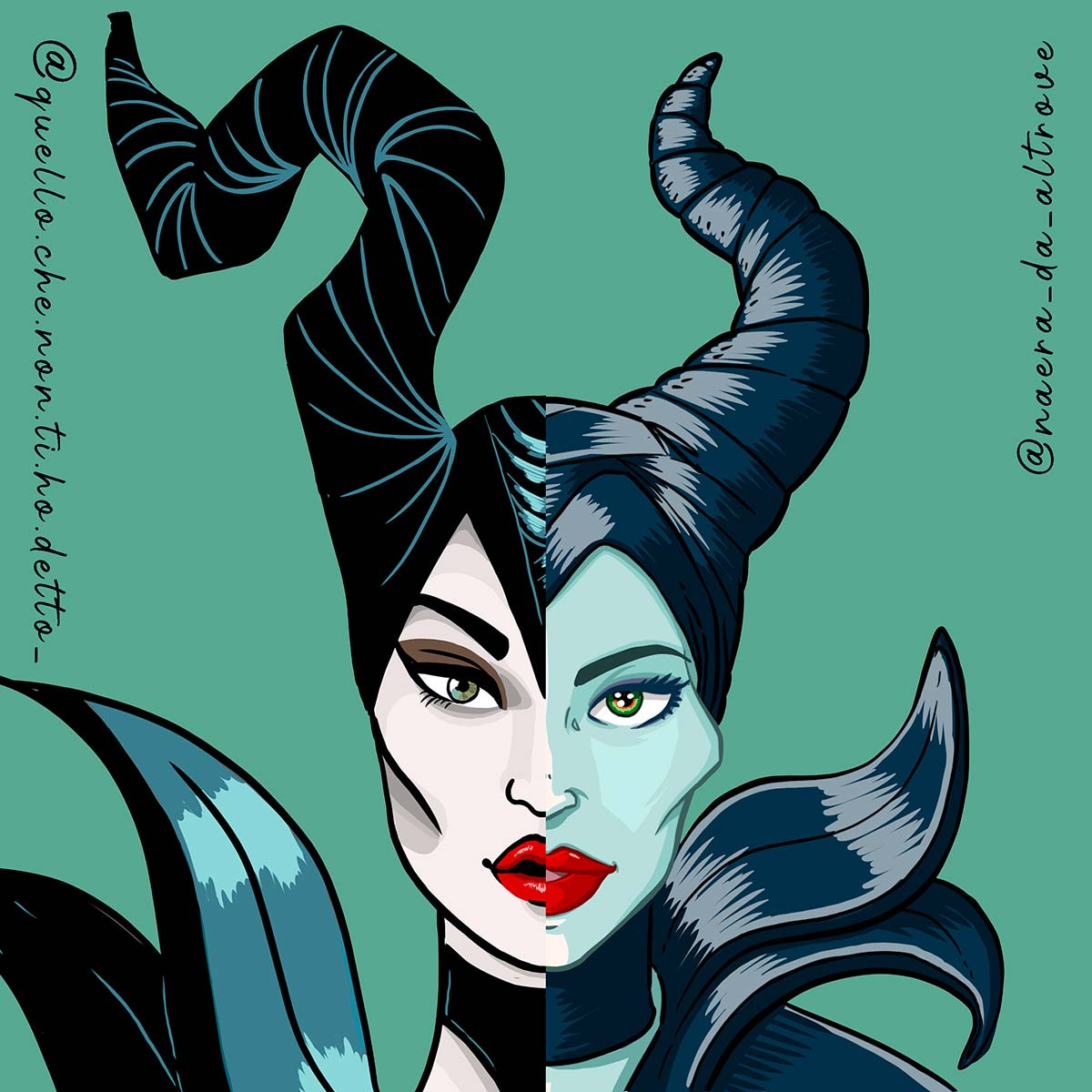 Challange 2 illustrator 1 face - sfida illustratori personaggi misteriosi - Malefica - Quello che non ti ho detto - Maleficent - La Bella addormentata - Disney Combo